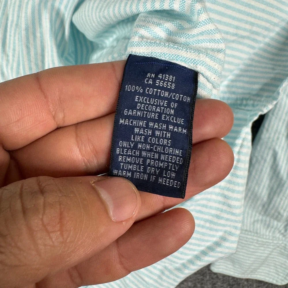 Ralph Lauren Button Down Shirt Girls Size 12 Blue Striped Classic Fit Cotton